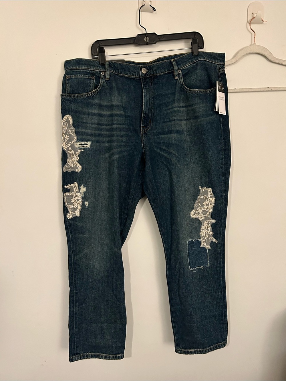 Lauren Ralph Lauren Denim Jeans Relaxed Taper Lace Detail Women’s 34W Size 18